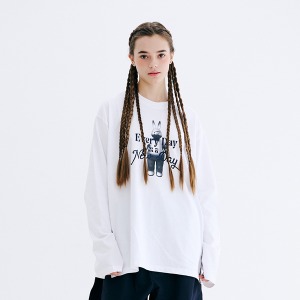 2324 BSRABBIT 3D EVERY DAY RABBIT LONG SLEEVE WHITE
