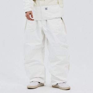 2324 BSRABBIT CUT SIDE LINE WIDE TRACK PANTS WHITE